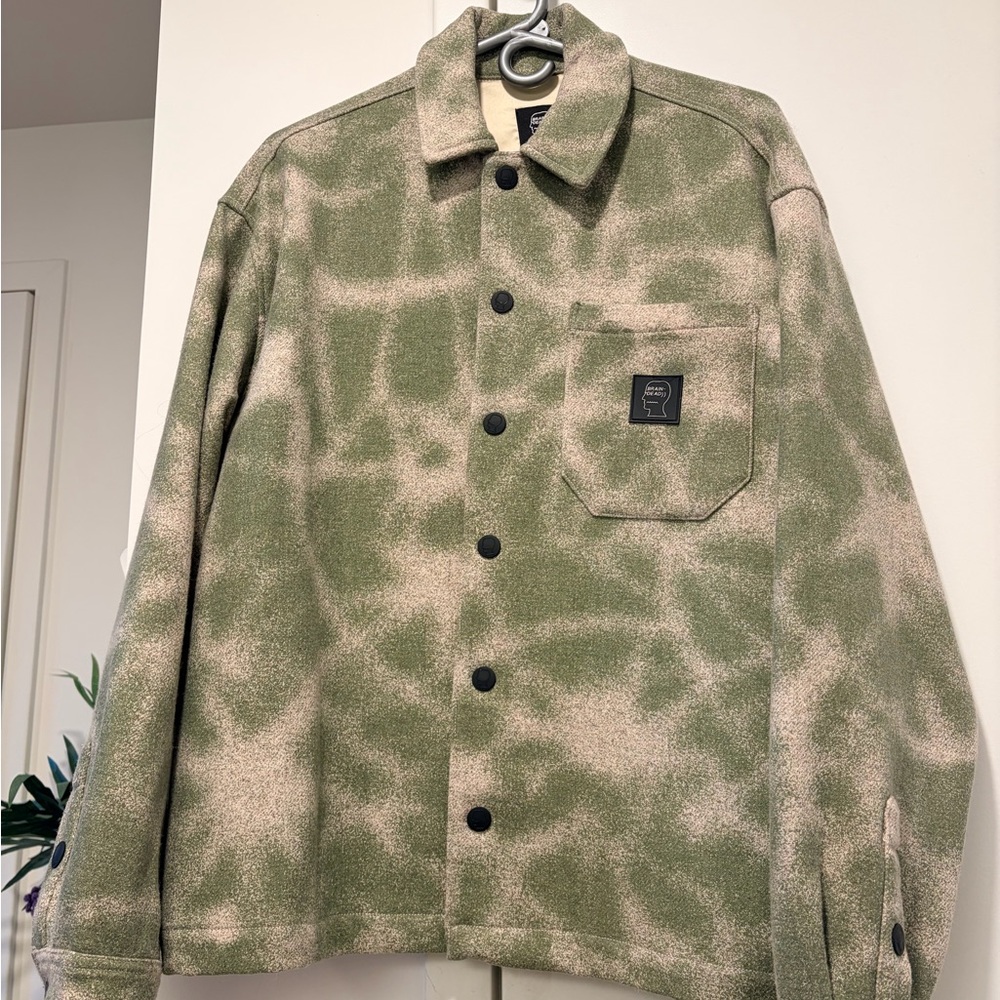 Brain Dead Fireworks Yarn Dyed Flannel Shirt, Size M — Moss